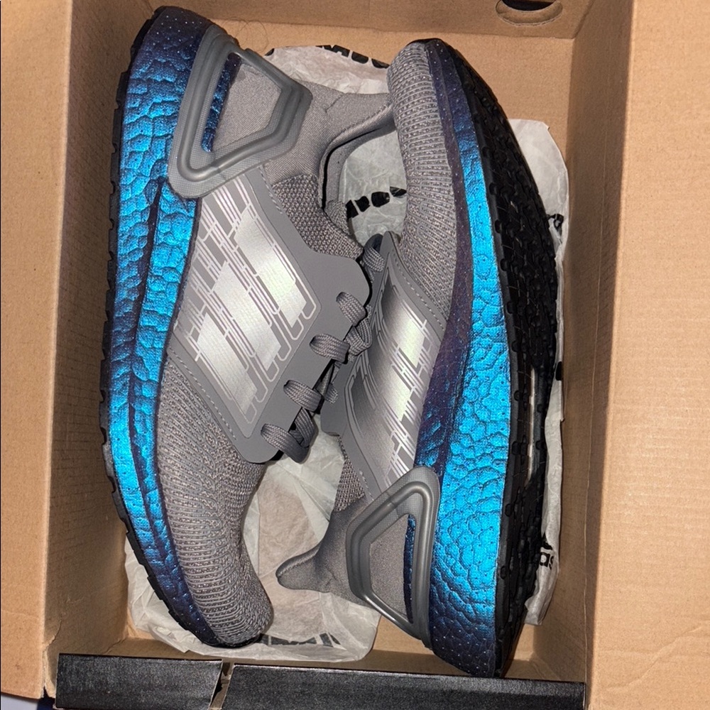Adidas Gray and Blue Running Shoes